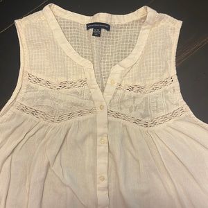 NWOT Sleeveless American Eagle Outfitters Blouse XL/TG Fun Textures Creamy